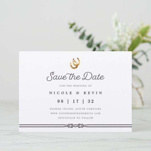 Glück in der Liebe | Rustikales Foto Save The Date (Stehend Vorderseite)