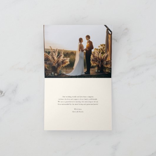 Glück in der Liebe | Rustikales Hufeisen Hochzeits Dankeskarte (Innenseite)