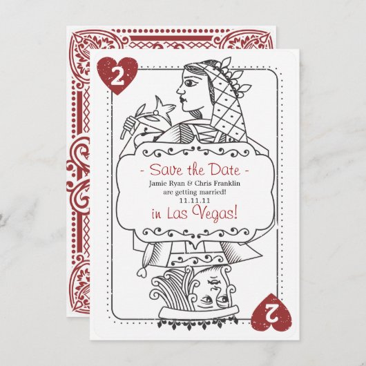 Glück in der Liebe Save the Date - 2 von Herzen (Vorne/Hinten)