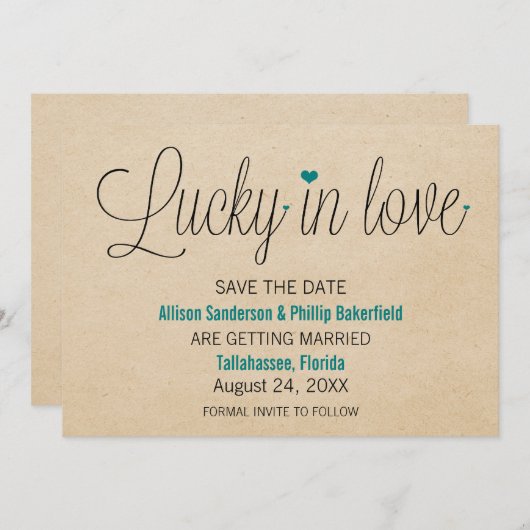 Glück in der Liebe Save the Date, Aquamarin Save The Date (Vorne/Hinten)