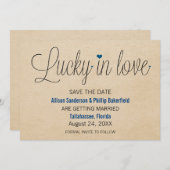 Glück in der Liebe Save the Date, blau Einladung (Vorne/Hinten)