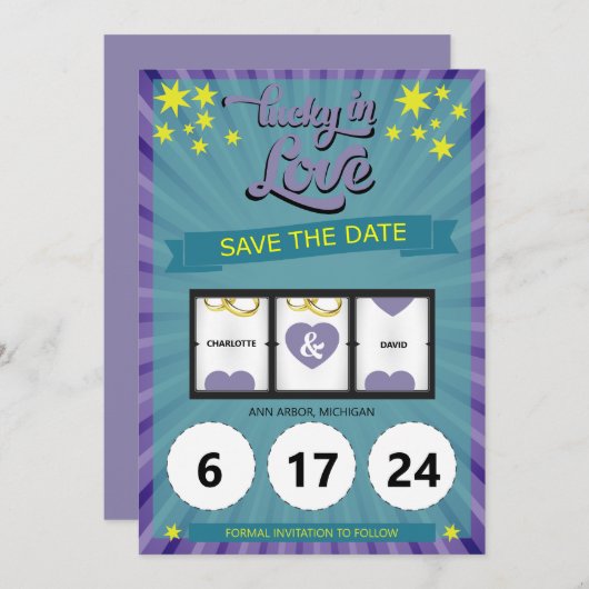 Glück in der Liebe Save the Date Hochzeitsankündig (Vorne/Hinten)