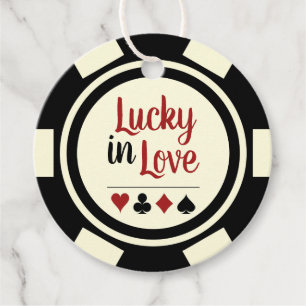 Glück in der Liebe Schwarz-weiße Vegas Hochzeit Geschenkanhänger