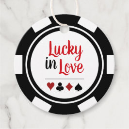 Glück in der Liebe Schwarz-weißer Poker Chip Hochz Geschenkanhänger