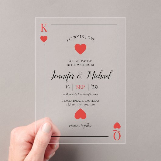 Glück in der Liebe Spielkarte Las Vegas Hochzeit Acryleinladungen (Insitu (Handheld))
