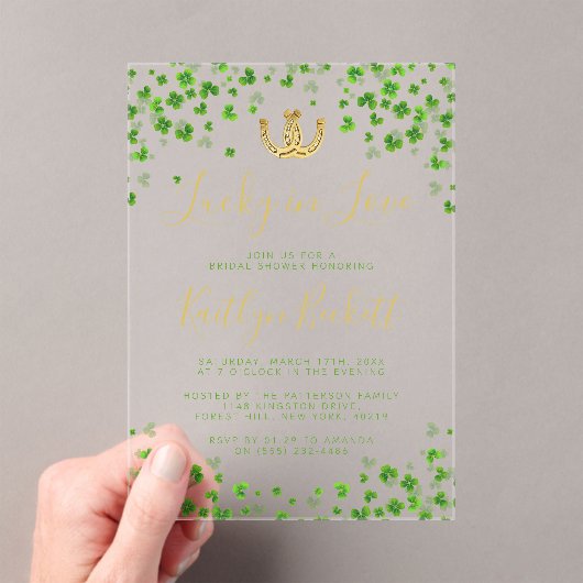 Glück in der Liebe St. Patrick's Day Brautparty Acryleinladungen (Insitu (Handheld))