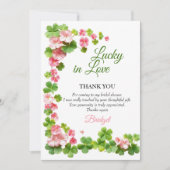 Glück in der Liebe St. Patrick's Day Brautparty Dankeskarte (Vorderseite)