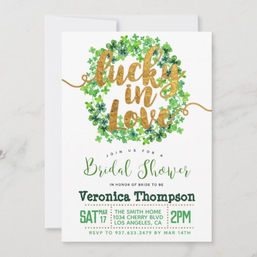 Glück in der Liebe St. Patrick's Day Brautparty Einladung (Vorderseite)