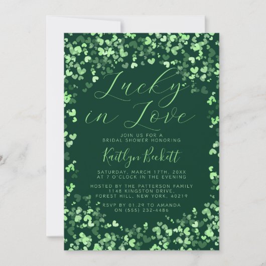 Glück in der Liebe St. Patrick's Day Brautparty Einladung (Vorderseite)
