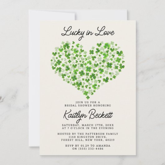 Glück in der Liebe St. Patrick's Day Brautparty Einladung (Vorderseite)