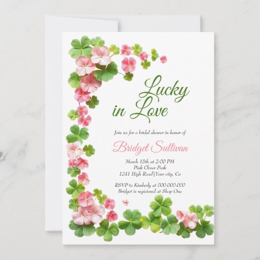 Glück in der Liebe St. Patrick's Day Brautparty Einladung (Vorderseite)