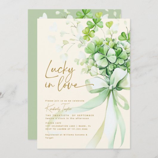 Glück in der Liebe St. Patrick's Day Brautparty Einladung (Vorne/Hinten)