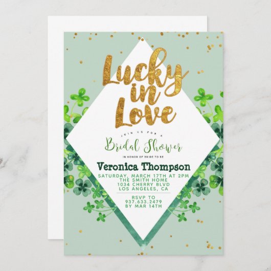 Glück in der Liebe St. Patrick's Day Brautparty Einladung (Vorne/Hinten)