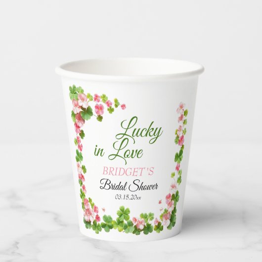 Glück in der Liebe St. Patrick's Day Brautparty Pappbecher (Vorderseite)