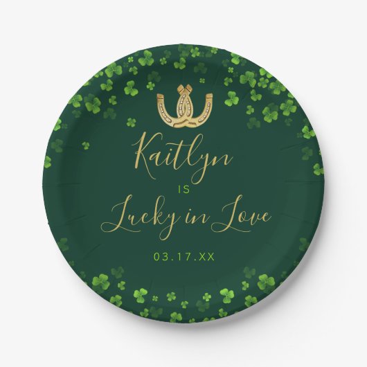Glück in der Liebe St. Patrick's Day Brautparty Pappteller (Vorderseite)