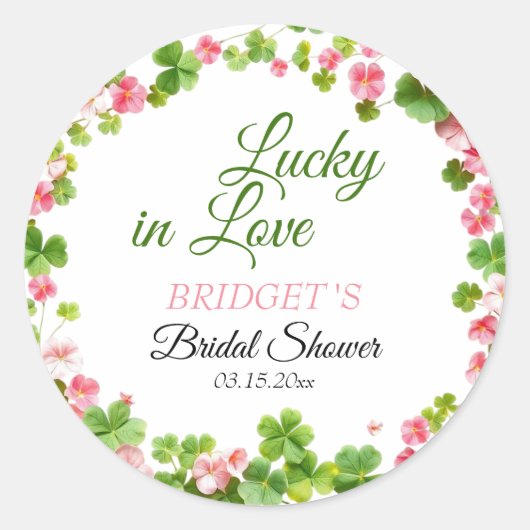 Glück in der Liebe St. Patrick's Day Brautparty Runder Aufkleber (Vorderseite)