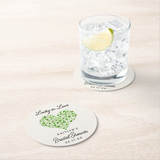 Glück in der Liebe St. Patrick's Day Brautparty Runder Pappuntersetzer (Vor Ort)