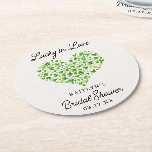 Glück in der Liebe St. Patrick's Day Brautparty Runder Pappuntersetzer (Angewinkelt)