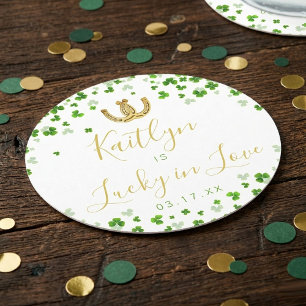 Glück in der Liebe St. Patrick's Day Brautparty Runder Pappuntersetzer