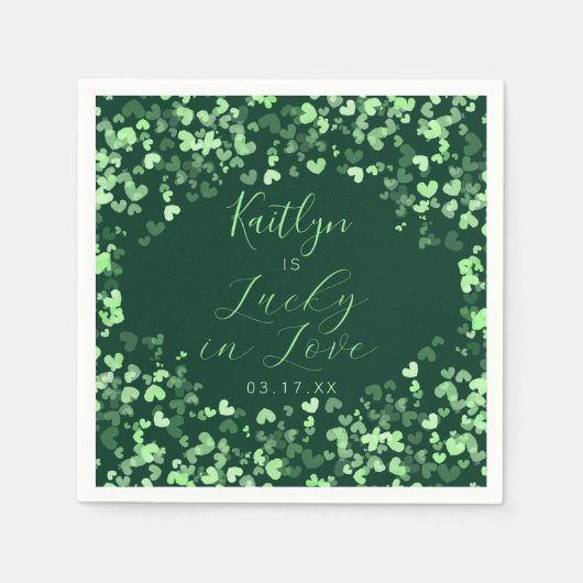 Glück in der Liebe St. Patrick's Day Brautparty Serviette (Vorderseite)