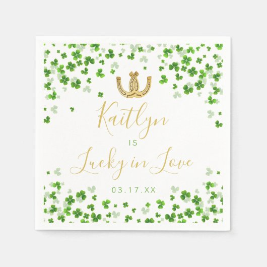 Glück in der Liebe St. Patrick's Day Brautparty Serviette (Vorderseite)