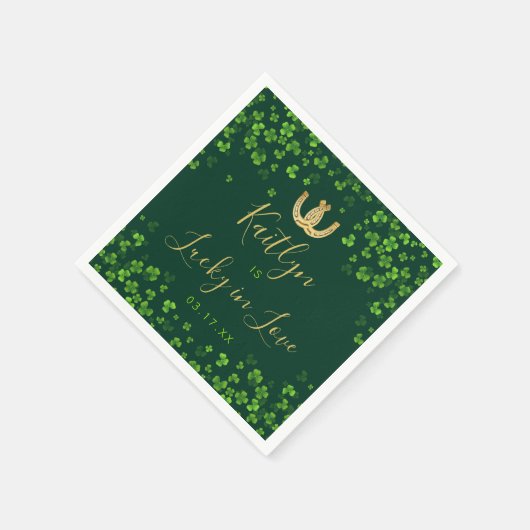 Glück in der Liebe St. Patrick's Day Brautparty Serviette (Ecke)