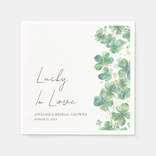 Glück in der Liebe St. Patrick's Day Brautparty Serviette (Vorderseite)