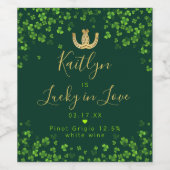 Glück in der Liebe St. Patrick's Day Brautparty Weinetikett (Einzelnes Label)