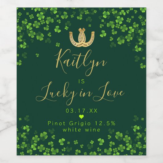Glück in der Liebe St. Patrick's Day Brautparty Weinetikett (Einzelnes Label)