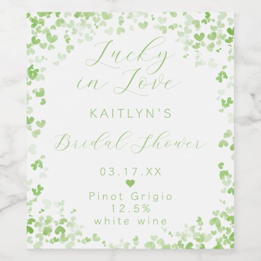 Glück in der Liebe St. Patrick's Day Brautparty Weinetikett (Einzelnes Label)