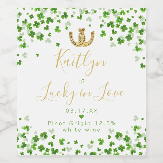 Glück in der Liebe St. Patrick's Day Brautparty Weinetikett (Einzelnes Label)