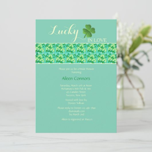 Glück in der Liebe U-Pick Hintergrundfarbe Einladung (Stehend Vorderseite)