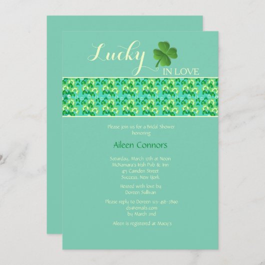 Glück in der Liebe U-Pick Hintergrundfarbe Einladung (Vorne/Hinten)