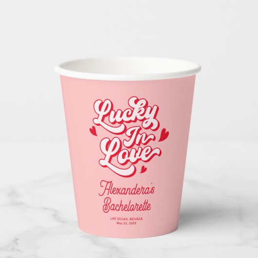 Glück in der Liebe Vegas Junggeselinnen-Abschied P Pappbecher (Vorderseite)