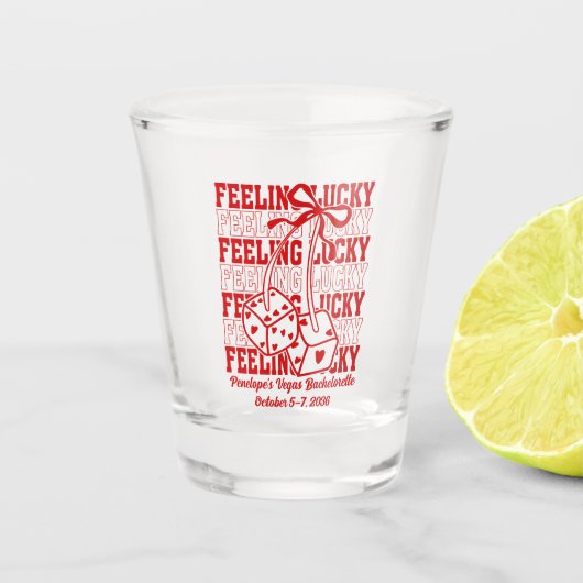 Glück in der Liebe Vegas Junggeselinnen-Abschied S Schnapsglas (Vorderseite)