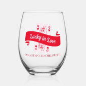 Glück in der Liebe Vegas Pink & Red Bachelorette G Weinglas Ohne Stiel (Vorderseite)