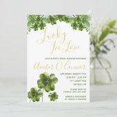 Glück in der Liebe! vierblättriges Kleeblatt Braut Einladung (Stehend Vorderseite)