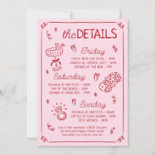 Glück in der Liebe Whimsical Hand Drawn Bacheloret Einladung (Rückseite)