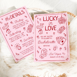 Glück in der Liebe Whimsical Hand Drawn Bacheloret Einladung