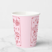 Glück in der Liebe Whimsical Hand Drawn Bacheloret Pappbecher (Links)