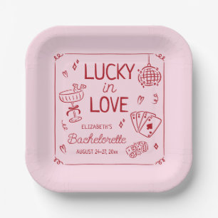Glück in der Liebe Whimsical Hand Drawn Bacheloret Pappteller