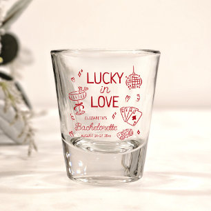 Glück in der Liebe Whimsical Hand Drawn Bacheloret Schnapsglas