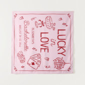 Glück in der Liebe Whimsical Hand Drawn Bacheloret Wandteppich (Vorderseite (Horizontal))