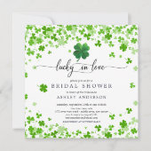 Glück in Liebe 4 Leaf Klee Brautparty Einladung (Vorderseite)
