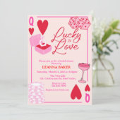 Glück in Liebe, Brautparty, Glück, Einladung (Stehend Vorderseite)