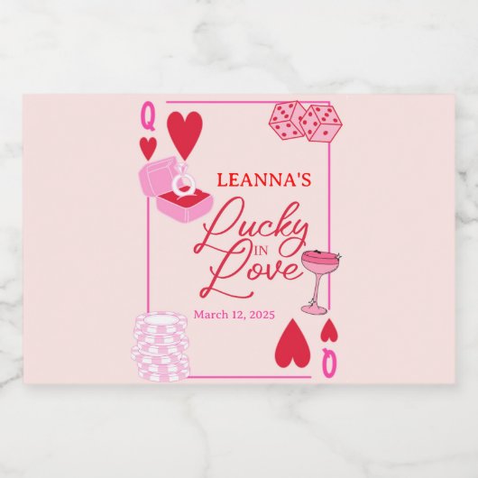 Glück in Liebe, Brautparty, Glück, Schaumweinetikett (Einzelnes Label)