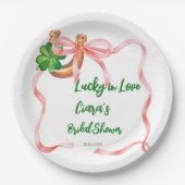 Glück in Liebe Kleeblatt Bänder Brautparty Pappteller (Vorderseite)