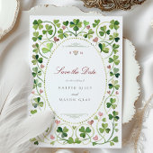 Glück in Liebe Kleeblatt & Herz Save the Date Kart Einladung