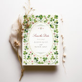 Glück in Liebe Kleeblatt & Herz Save the Date Kart Einladung