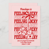 Glück in Liebe Vegas Junggeselinnen-Abschied Einla Einladung (Vorne/Hinten)